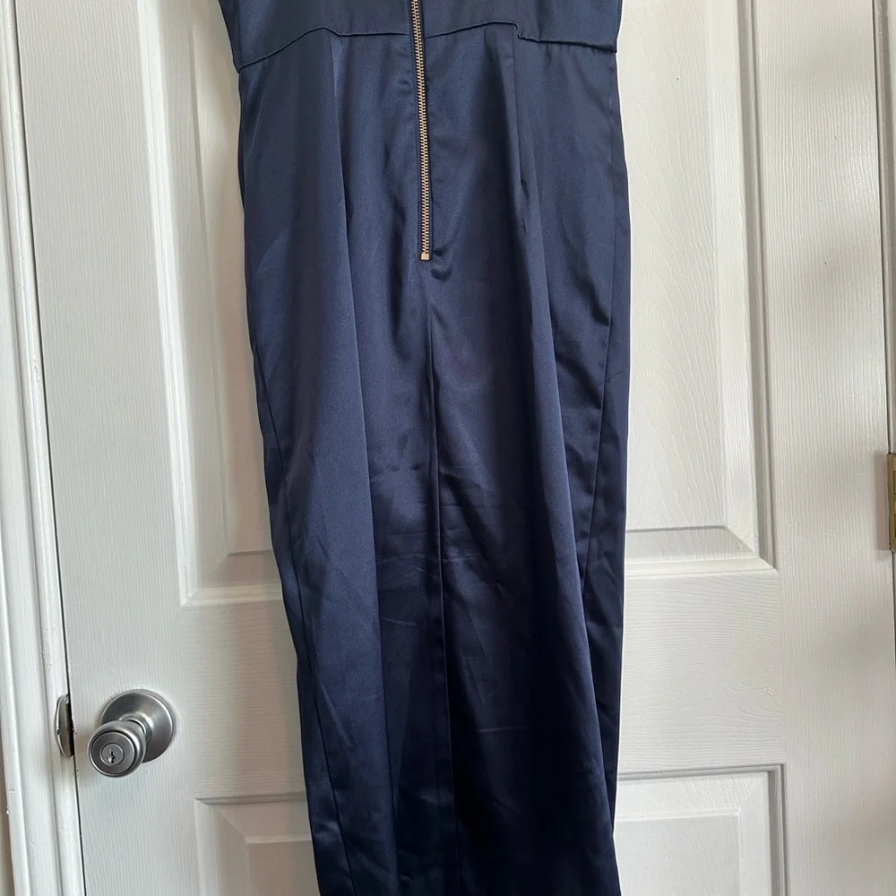 Betsy & Adam Midnight Blue Ruched Midi Dress - Picture 5 of 6